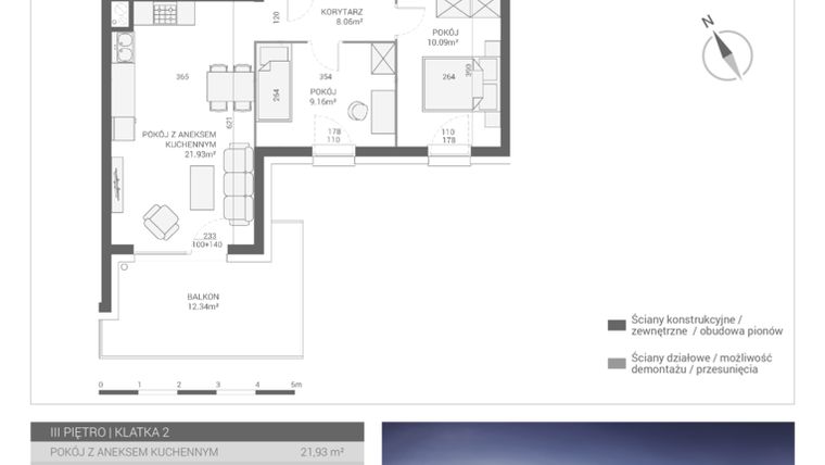 Rzut - Mieszkanie na sprzedaż 3 pokoje o powierzchni 56,88 m² - numer M41 w Apartamenty Przystań bud. F