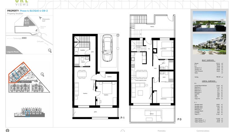 Rzut - Mieszkanie na sprzedaż 2 pokoje o powierzchni 74,06 m² - numer DB-2 w Nature Views - Torrevieja
