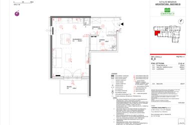 Rzut - Mieszkanie na sprzedaż 1 pokój o powierzchni 37,36 m² - numer B.8 w Karolewska 60