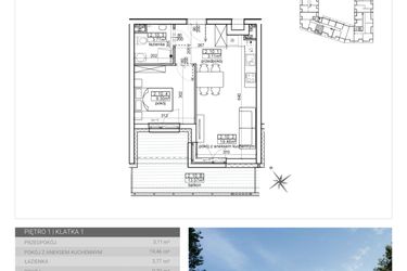 Rzut - Mieszkanie na sprzedaż 2 pokoje o powierzchni 35,64 m² - numer 14 w Wave etap II