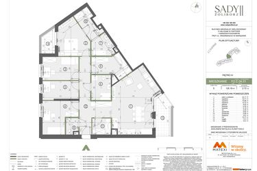 Rzut - Mieszkanie na sprzedaż 5 pokoi o powierzchni 125,19 m² - numer F2.C.04.01 w Sady Żoliborz II