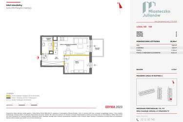 Rzut - Mieszkanie na sprzedaż 2 pokoje o powierzchni 39,04 m² - numer 169 w Miasteczko Julianów