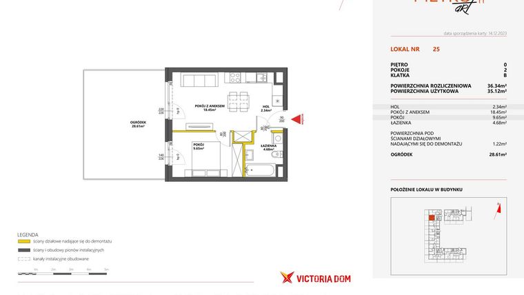 Rzut - Mieszkanie na sprzedaż 2 pokoje o powierzchni 36,34 m² - numer 25 w Metro Art 11