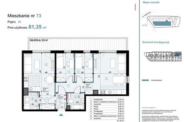 Rzut - Mieszkanie na sprzedaż 4 pokoje o powierzchni 81,35 m² - numer 73 w Medyków 32
