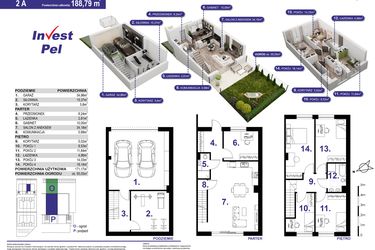 Rzut - Dom na sprzedaż 6 pokoi o powierzchni 188,79 m² - numer 2A w Villa Park Gdańsk etap III