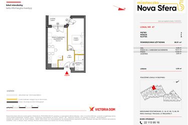 Rzut - Mieszkanie na sprzedaż 2 pokoje o powierzchni 38,91 m² - numer 47 w Miasteczko Nova Sfera 5