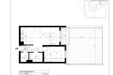 Rzut - Mieszkanie na sprzedaż 2 pokoje o powierzchni 46,35 m² - numer M3 w Trybuny Ludów 3