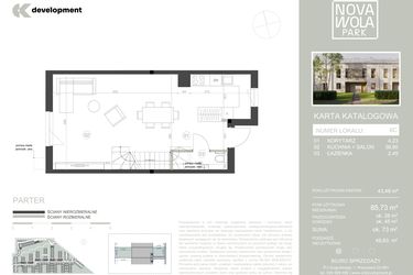 Rzut - Dom na sprzedaż 4 pokoje o powierzchni 85,73 m² - numer 6C w Nova Wola Park II