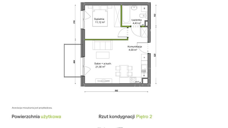 Rzut - Mieszkanie na sprzedaż 2 pokoje o powierzchni 40,85 m² - numer C2/E/07 w Orawska Vita
