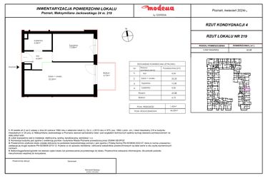 Rzut - Mieszkanie na sprzedaż 2 pokoje o powierzchni 44,37 m² - numer 219 w Modena I