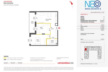 Rzut - Mieszkanie na sprzedaż 3 pokoje o powierzchni 58,48 m² - numer 49 w Neo Nova Ochota 6