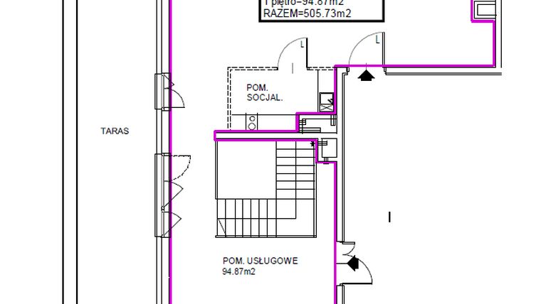 Rzut - Lokal użytkowy na sprzedaż 1 pokój o powierzchni 505,73 m² - numer F/U1 w Grzegórzecka 77