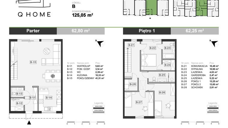 Rzut - Dom na sprzedaż 4 pokoje o powierzchni 139,37 m² - numer B w Osiedle Verde Park