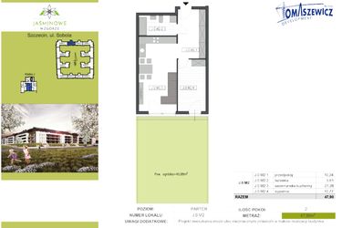 Rzut - Mieszkanie na sprzedaż 2 pokoje o powierzchni 47,9 m² - numer J.0.M2 w Jaśminowe Wzgórze - etap II