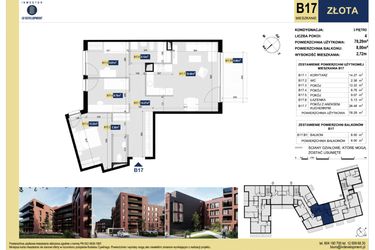 Rzut - Mieszkanie na sprzedaż 4 pokoje o powierzchni 78,48 m² - numer B17 w Apartamenty Złota