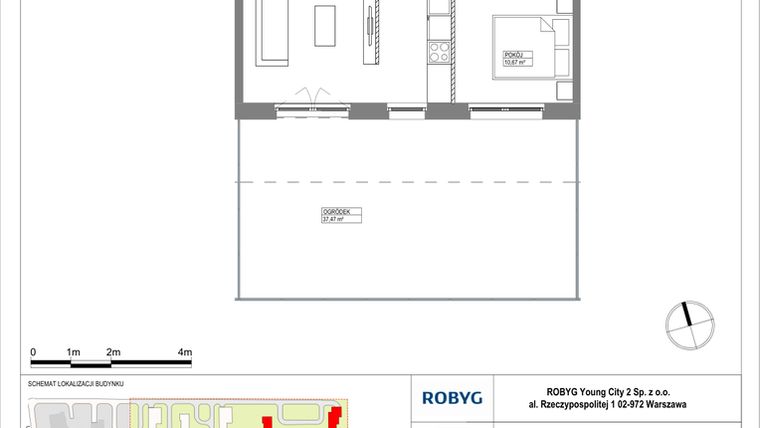 Rzut - Mieszkanie na sprzedaż 2 pokoje o powierzchni 47,31 m² - numer MLAAB/A/0/2 w Metro Life Apartamenty
