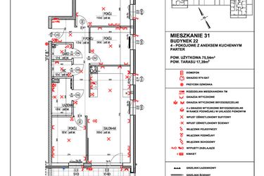 Rzut - Mieszkanie na sprzedaż 4 pokoje o powierzchni 75,54 m² - numer 31 w Osiedle 4 Pory Roku - Etap VIII