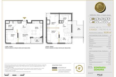 Rzut - Mieszkanie na sprzedaż 5 pokoi o powierzchni 83,99 m² - numer WKJ-LM-14 w Wola Księcia Janusza