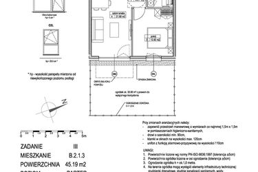 Rzut - Mieszkanie na sprzedaż 2 pokoje o powierzchni 45,17 m² - numer B.2.1.3 w Atut III
