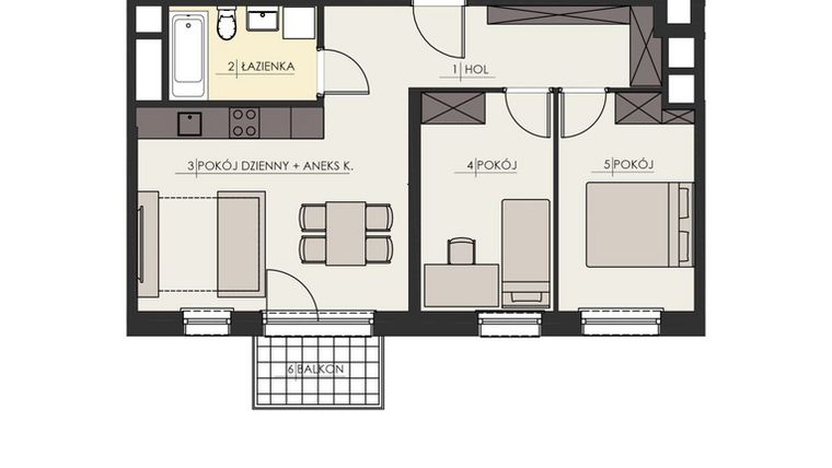 Rzut - Mieszkanie na sprzedaż 3 pokoje o powierzchni 55,68 m² - numer 29 w Osiedle Platinum III