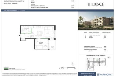 Rzut - Mieszkanie na sprzedaż 2 pokoje o powierzchni 37,01 m² - numer A-35a w Hillence