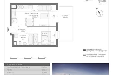 Rzut - Mieszkanie na sprzedaż 2 pokoje o powierzchni 34,04 m² - numer M24 w Apartamenty Przystań bud. F