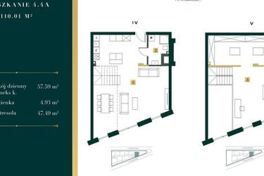 Rzut - Mieszkanie na sprzedaż 2 pokoje o powierzchni 102,15 m² - numer 4.4A w New Iron