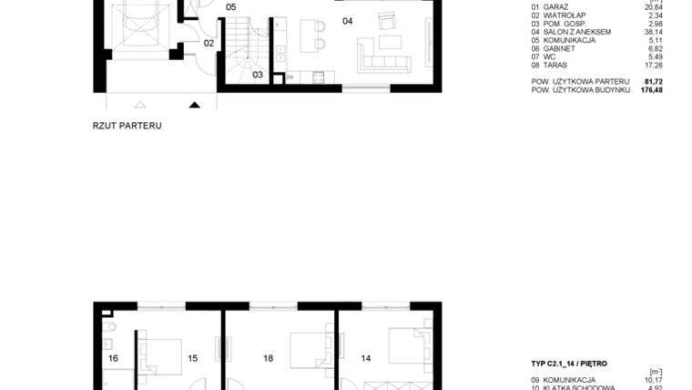 Rzut - Dom na sprzedaż 5 pokoi o powierzchni 176,48 m² - numer 14 w Nowe Planty