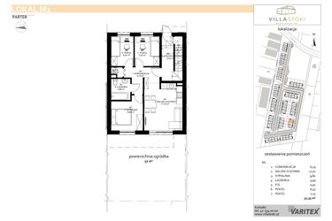 Rzut - Mieszkanie na sprzedaż 4 pokoje o powierzchni 52,35 m² - numer M1 w Villa Stoki (mieszkania)