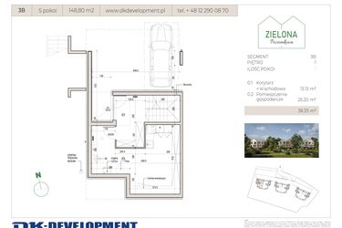 Rzut - Dom na sprzedaż 5 pokoi o powierzchni 148,8 m² - numer 3B w Zielona Poziomkowa