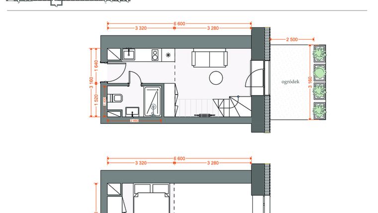 Rzut - Mieszkanie na sprzedaż 2 pokoje o powierzchni 30,34 m² - numer 10 w Legionów 102