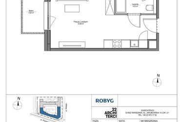 Rzut - Mieszkanie na sprzedaż 1 pokój o powierzchni 28,22 m² - numer LH/LHA/D/2/5 w Lira House