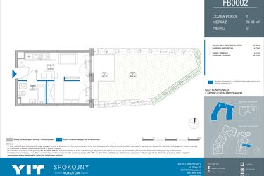 Rzut - Mieszkanie na sprzedaż 1 pokój o powierzchni 26,93 m² - numer FB0002 w Spokojny Mokotów etap II