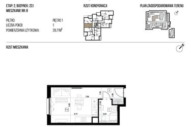 Rzut - Mieszkanie na sprzedaż 1 pokój o powierzchni 28,71 m² - numer 22J/08 w NATURAMA II