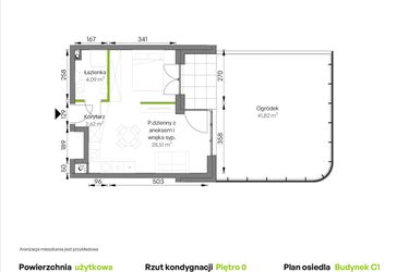 Rzut - Mieszkanie na sprzedaż 1 pokój o powierzchni 35,22 m² - numer C1/00/13 w WUWA Vita