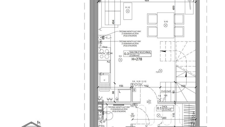 Rzut - Dom na sprzedaż 3 pokoje o powierzchni 68,29 m² - numer 25A w Osiedle Słoneczne etap III