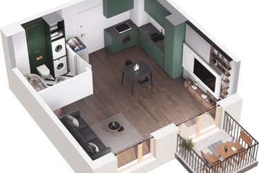 Rzut - Mieszkanie na sprzedaż 1 pokój o powierzchni 31,99 m² - numer A3.101.M01 w Mieszkaj w mieście - Ogrody Glogera