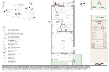 Rzut - Mieszkanie na sprzedaż 3 pokoje o powierzchni 68,47 m² - numer B2M1 w Rytm Natury