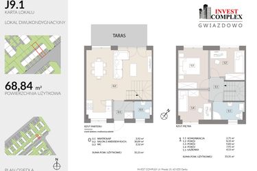 Rzut - Mieszkanie na sprzedaż 4 pokoje o powierzchni 68,47 m² - numer J9.1 w Osiedle Gwiazdowo etap 6B