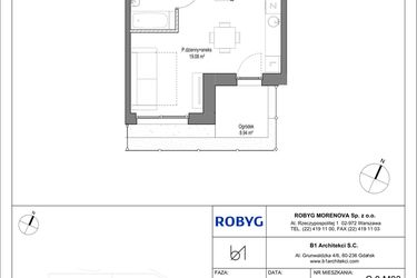 Rzut - Mieszkanie na sprzedaż 1 pokój o powierzchni 25,58 m² - numer C.0M03 w Leszczyńskich 2