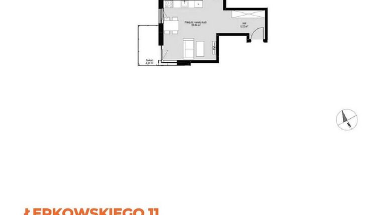 Rzut - Mieszkanie na sprzedaż 2 pokoje o powierzchni 45,73 m² - numer M14 w Łepkowskiego 11