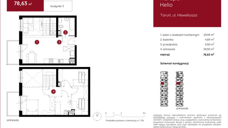 Rzut - Mieszkanie na sprzedaż 1 pokój o powierzchni 78,63 m² - numer 3.B.2.08 w Murapol Helio