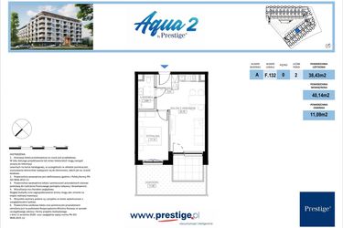 Rzut - Mieszkanie na sprzedaż 2 pokoje o powierzchni 40,16 m² - numer F.132 w Bel Mare (Międzyzdroje)