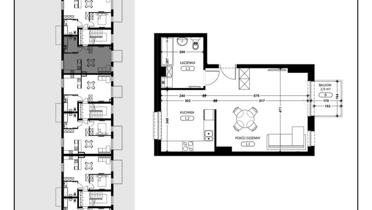 Rzut - Mieszkanie na sprzedaż 1 pokój o powierzchni 41,09 m² - numer B3-M4 w Śląska Park