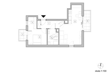 Rzut - Mieszkanie na sprzedaż 2 pokoje o powierzchni 55,37 m² - numer D3_3 w ATAL Zawiślańska