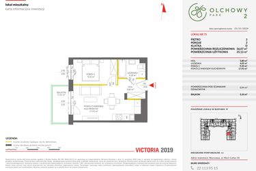Rzut - Mieszkanie na sprzedaż 2 pokoje o powierzchni 36,07 m² - numer B.75 w Olchowy Park II