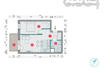 Rzut - Mieszkanie na sprzedaż 2 pokoje o powierzchni 40,6 m² - numer 7.5 w Osiedle Uniwersyteckie etap III