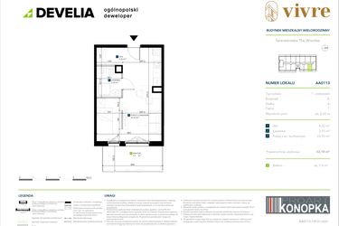 Rzut - Mieszkanie na sprzedaż 1 pokój o powierzchni 32,18 m² - numer AA0113 w Vivre