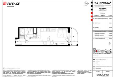 Rzut - Mieszkanie na sprzedaż 1 pokój o powierzchni 29,85 m² - numer B.A.1.1 w Zajezdnia
