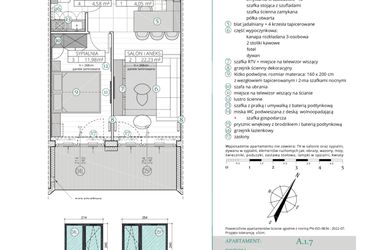 Rzut - Mieszkanie na sprzedaż 2 pokoje o powierzchni 42,84 m² - numer A.1.7 w Remedium